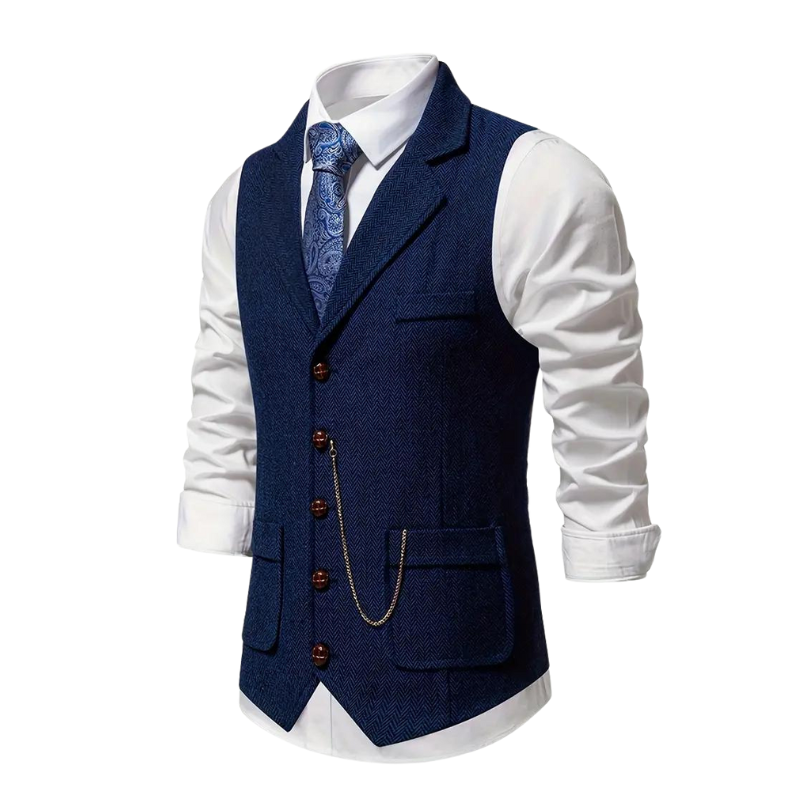Lässige, elegante Herrenweste im Hahnentritt-Design, ideal für stilvolle Freizeitoutfits & smarte Looks.