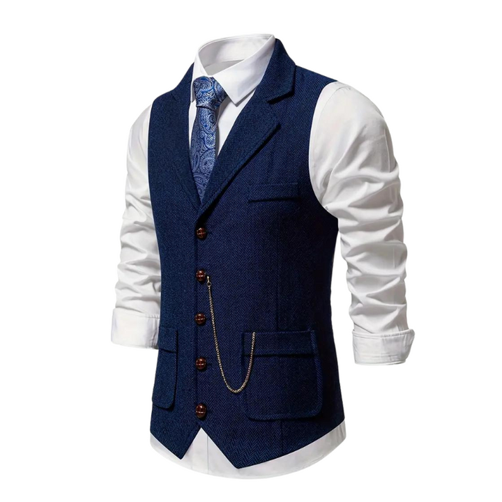 Lässige, elegante Herrenweste im Hahnentritt-Design, ideal für stilvolle Freizeitoutfits & smarte Looks.