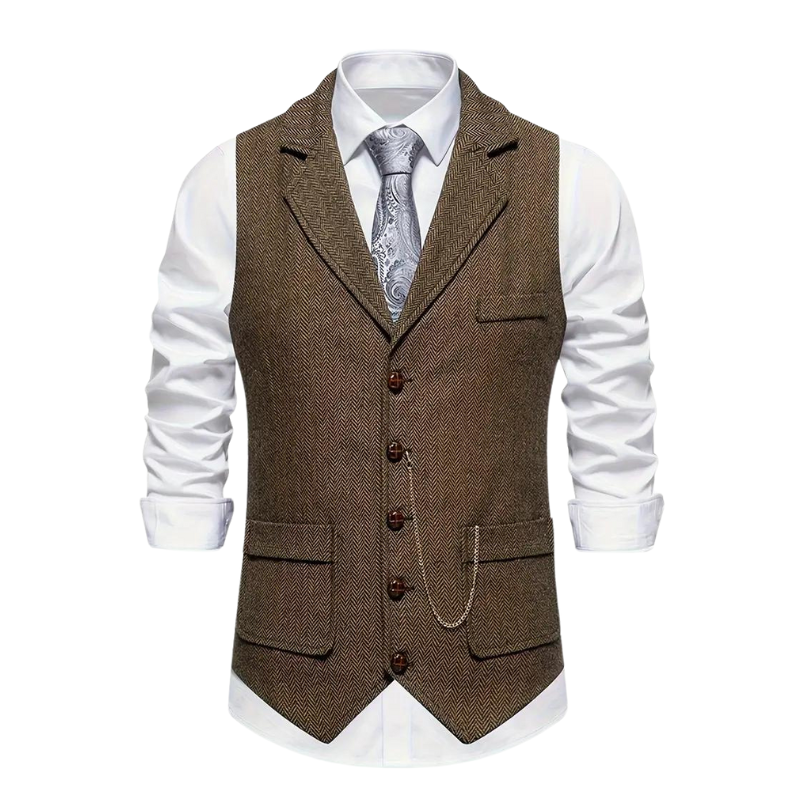 Elegante Herrenweste mit Hahnentrittmuster in Business-Qualität, ideal für Büro & stilvolle Freizeitoutfits.