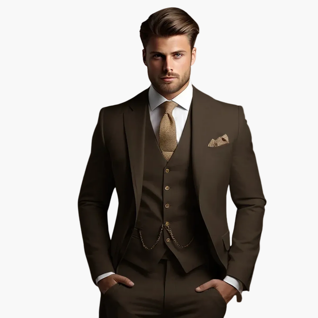 Zeitloser Herren Business-Anzug Dreiteiler, elegant & klassisch, ideal für Büro, Feiern & Hochzeiten, ganzjährig.
