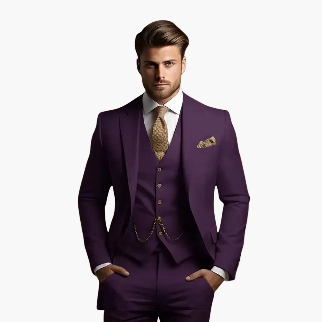 Vielseitiger Herren Dreiteiler Anzug für Business & festliche Anlässe, klassisch, elegant und ganzjährig tragbar.