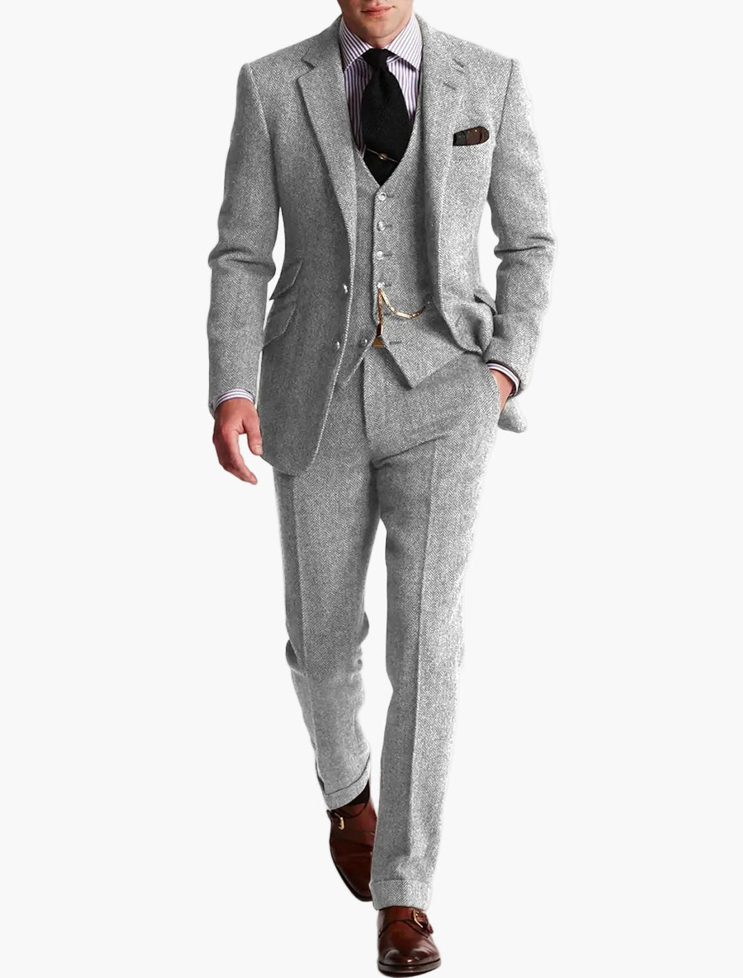 Stilvoller Hochzeitsanzug Dreiteiler für Herren. Eleganter Vintage-Look Herrenanzug für den besonderen Tag.