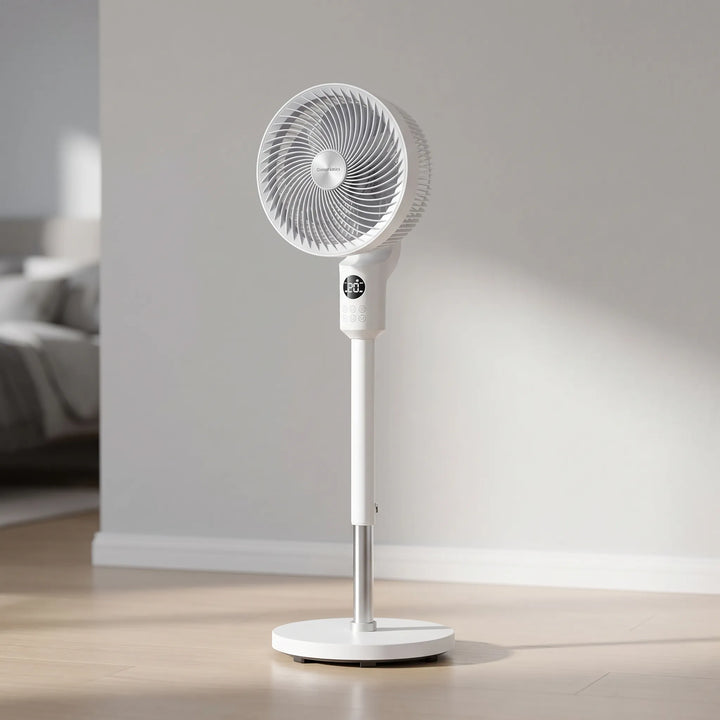 Zeitgenössischer Standventilator mit schlankem Design, perfektes Haushaltsgerät für jede moderne Wohnklimatisierung.