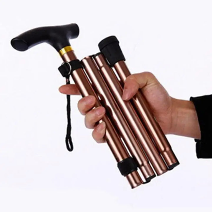 Faltbarer Teleskop-Gehstock für Senioren aus Aluminium, ergonomisch und stabil, ideal für Mobilität und sicheres Gehen.