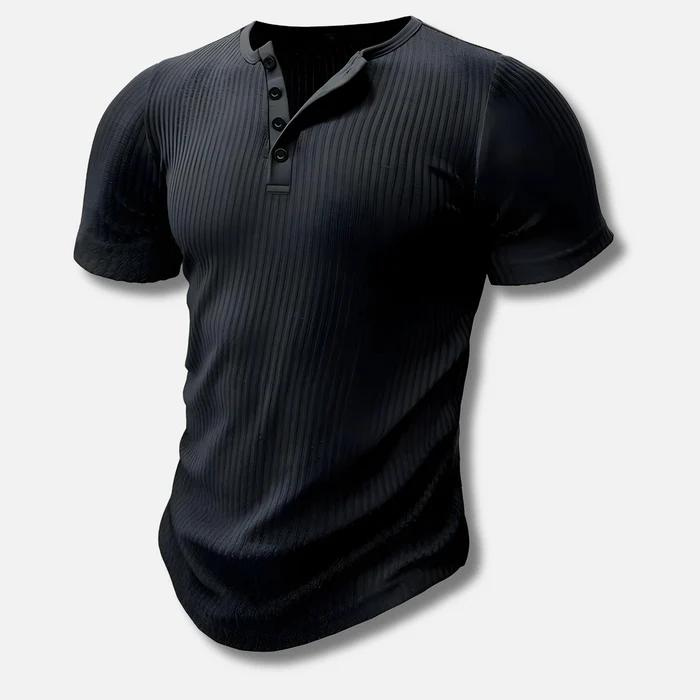Figurbetontes Herren T-Shirt in Muscle Fit mit Knopfleiste, perfekt für einen eleganten und sportlichen Sommer-Look.