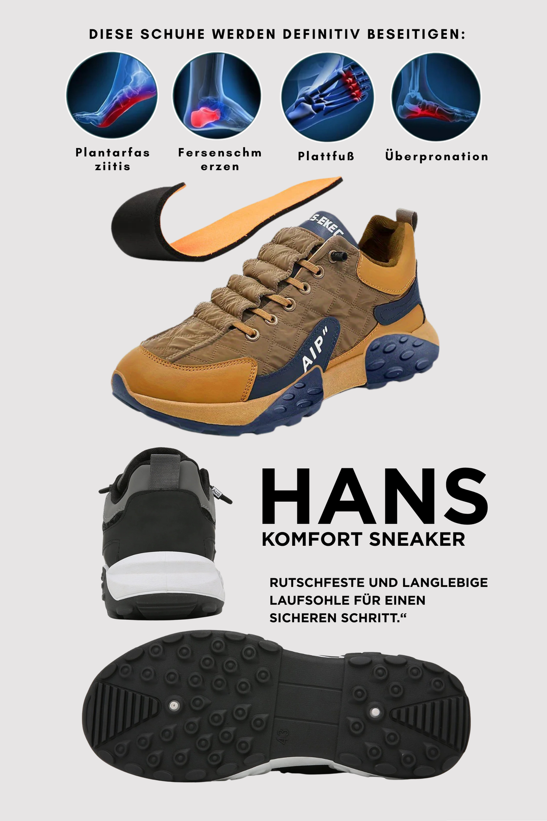 Orthopädische Herren Slip-On Sneaker, atmungsaktiv & rutschfest, weite Passform, ideal für Fußgesundheit.