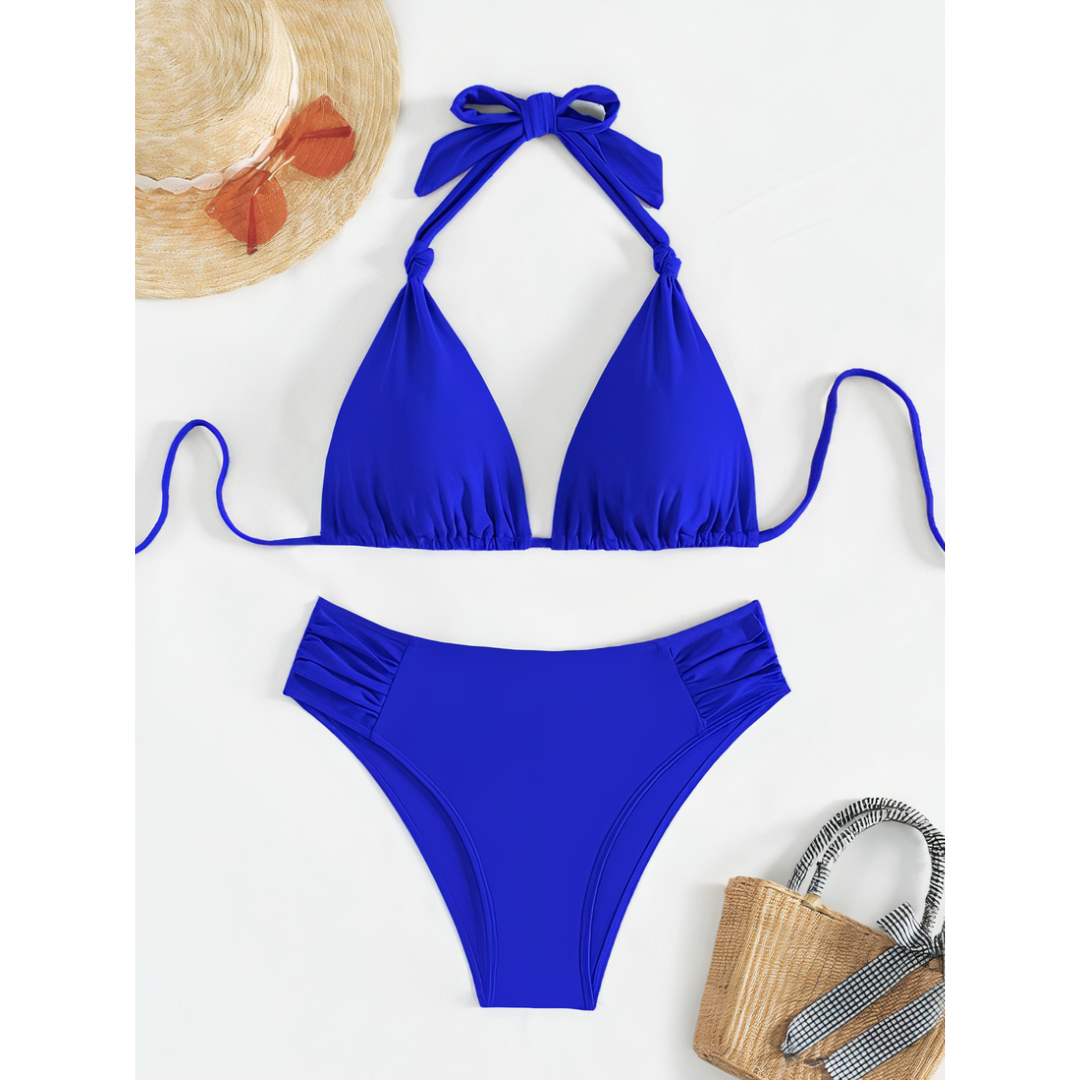 Feminines Damen Bikini Set mit zarten Bindebändern, elegant & bequem.