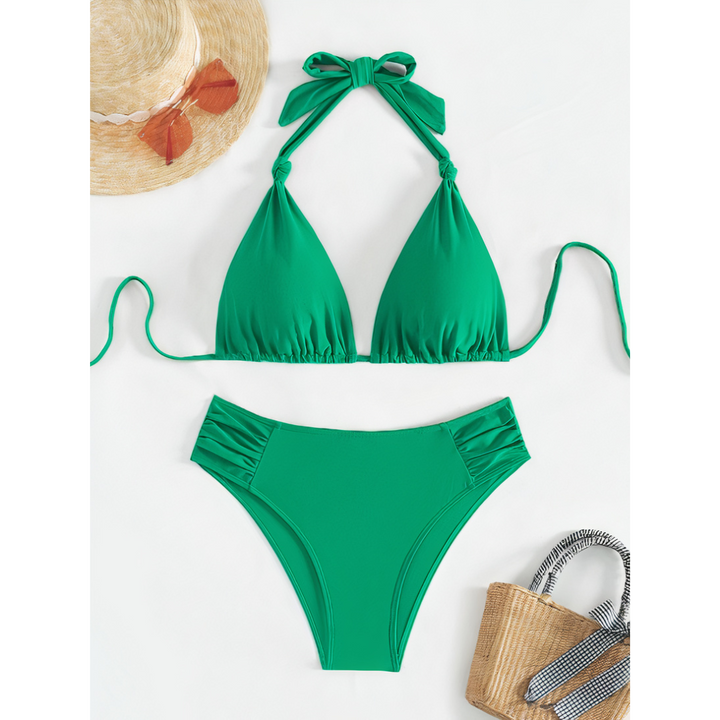 Komfortables Damen Bikini Set mit Raffdetails und verstellbaren Trägern.