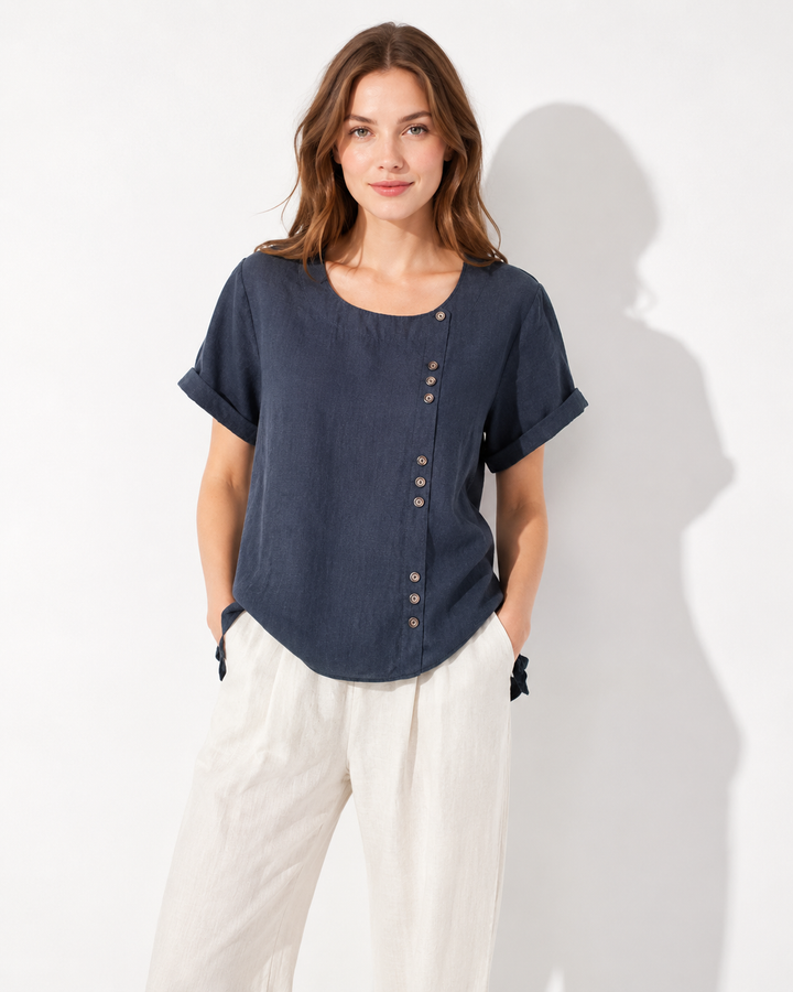 Klassisches Damen Kurzarmshirt, elegant und vielseitig für Alltag und Freizeitmode. Perfekt für Frauen.