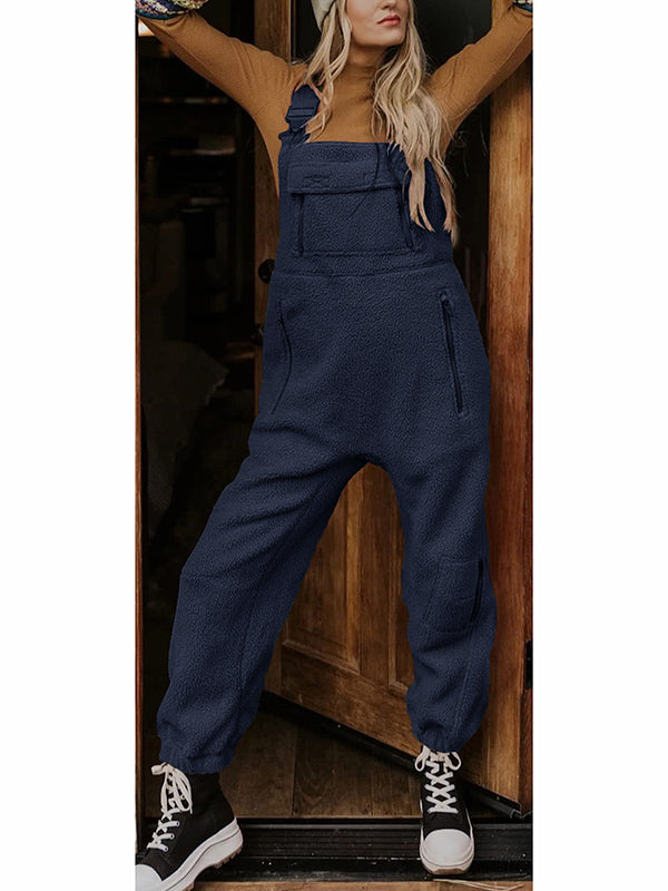 Eleganter Damen Fleece Overall mit praktischen Zipper-Taschen, warm.