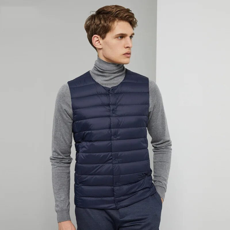 Vielseitige Herren-Daunenweste Laurent, ärmellos, ideal für Reise, Sport und Layering.