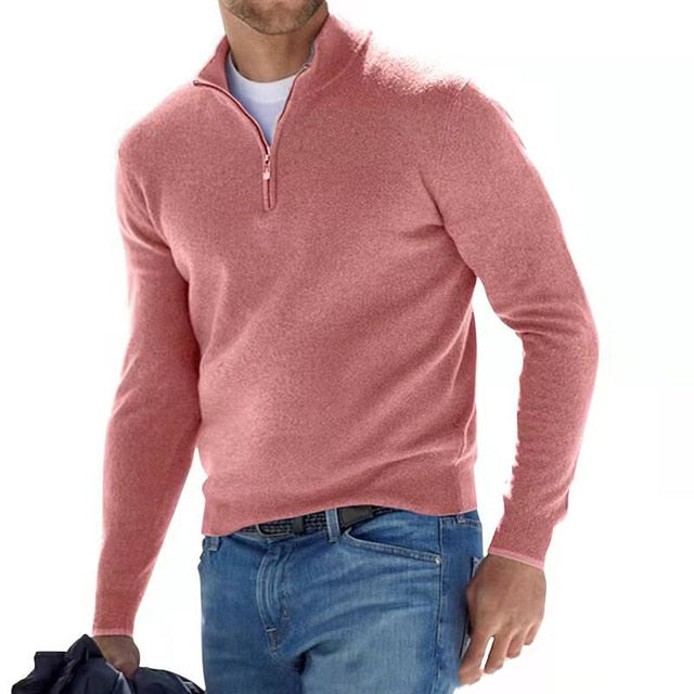 Komfortabler Herrenpullover mit V-Ausschnitt & Reißverschluss. Weicher Strick, ideal für Freizeit & Alltag.