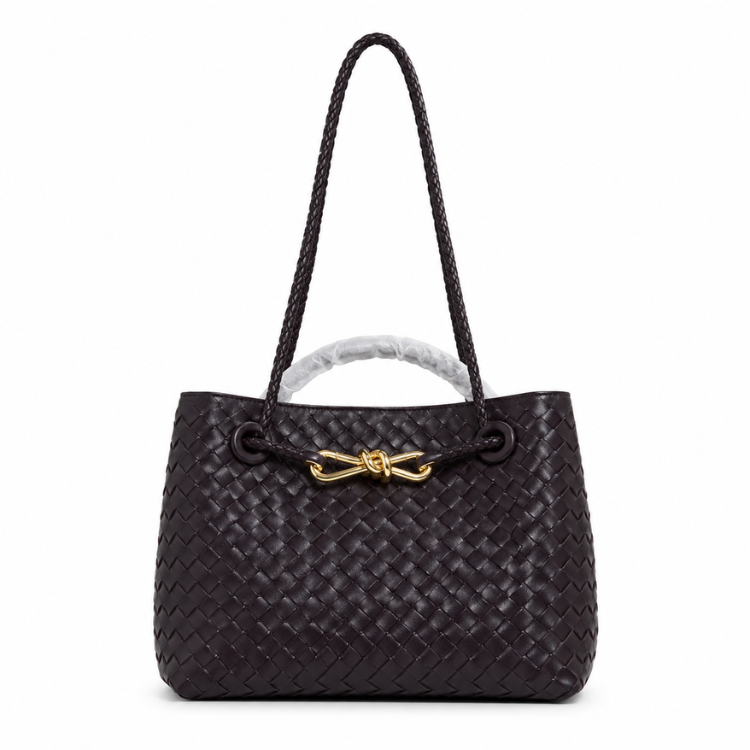 Elegante Damen-Flecht-Handtasche mit stilvoller Umhängefunktion & goldenen Details, perfekt für den Alltag.