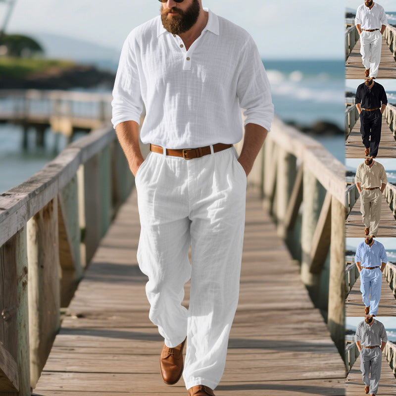 Herren Zweiteiler: Stilvolles Poloshirt & bequeme Hose, ideal für Freizeit & Alltag im Sommer.