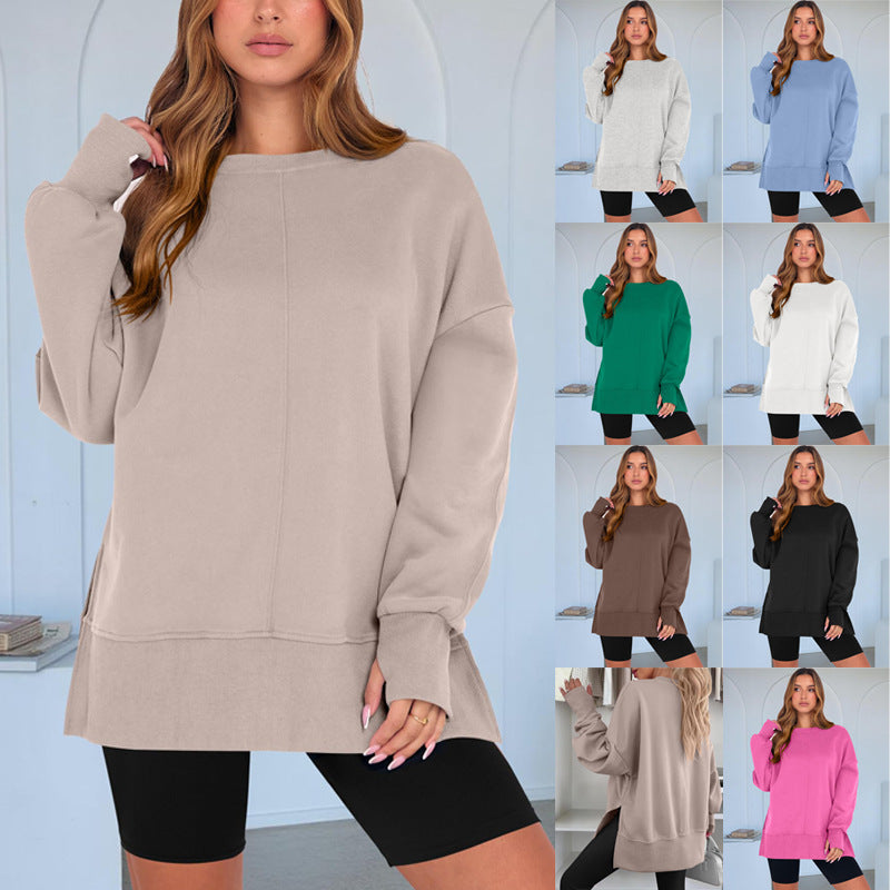 Damen Oversize-Sweatshirt mit Rundhals, lässiger Freizeitsweater für bequemen Alltagslook.