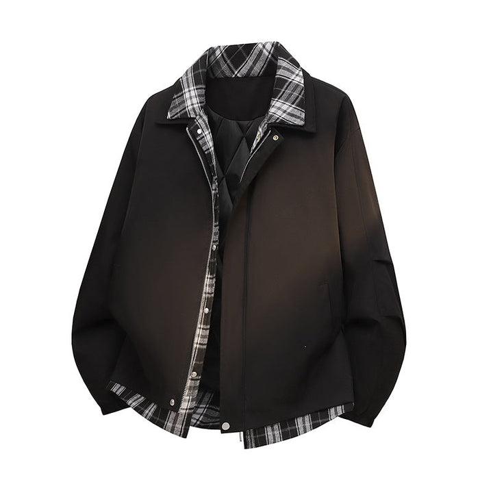 Modische Herren Doppeljacke in Schwarz, wetterfest & warm, ideal für Winter & Übergang, stilvolle Herrenmode.