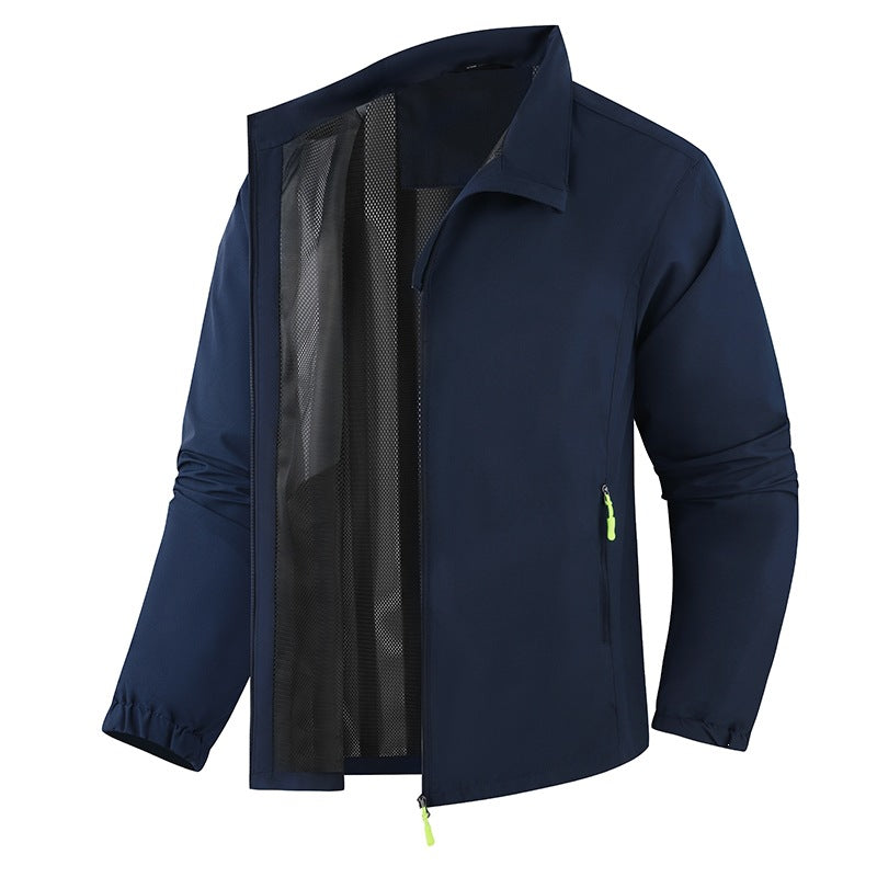 Herren leichte Windjacke in Schwarz, ideal für Outdoor, wasserabweisend & atmungsaktiv. Frühling/Herbst.