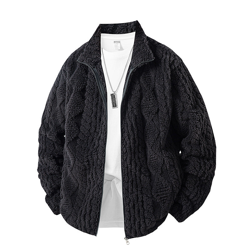 Herren Kuschel-Fleecejacke, braun, für Stil & Komfort an kalten Tagen. Ideal als Übergangsjacke.