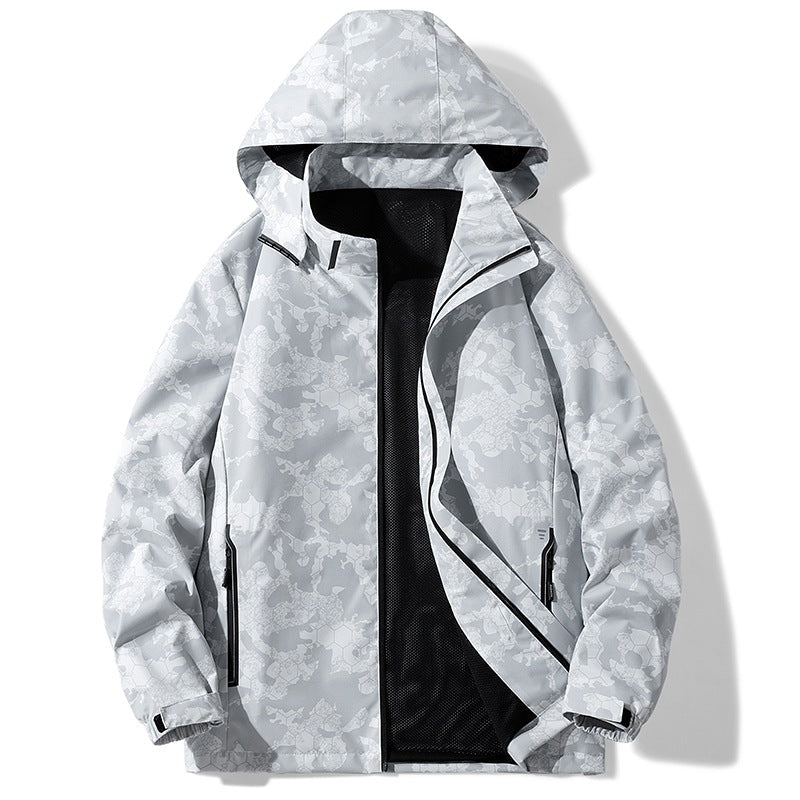 Vielseitige Herren Übergangsjacke in Schwarz, leicht und wasserabweisend, perfekt für Sport & Alltag.