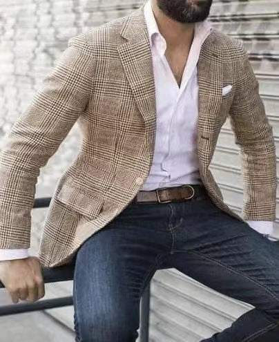 Formeller Slim Fit Herrenblazer: Zeitloses Design für stilbewusste Männer. Perfekt für festliche Anlässe.