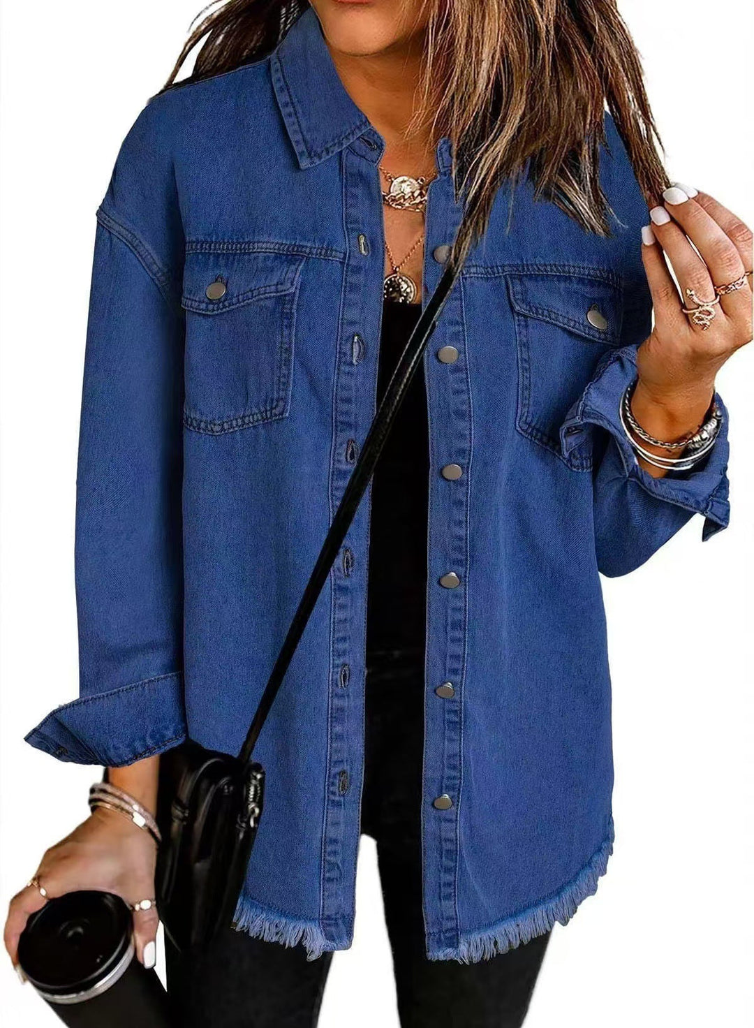 Trendige Damen Freizeitjacke: Langarm Jeansjacke mit Knöpfen und Taschen für einen lässigen Stil. Komfortabel.