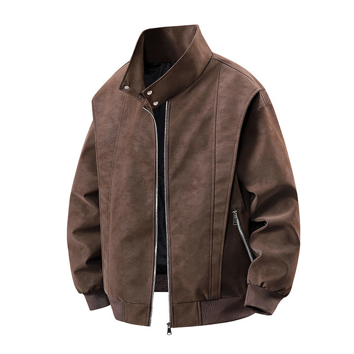 Schwarze Herren Bikerjacke aus robuster Lederoptik. Stilvolle Freizeitjacke für Alltag & Streetwear.