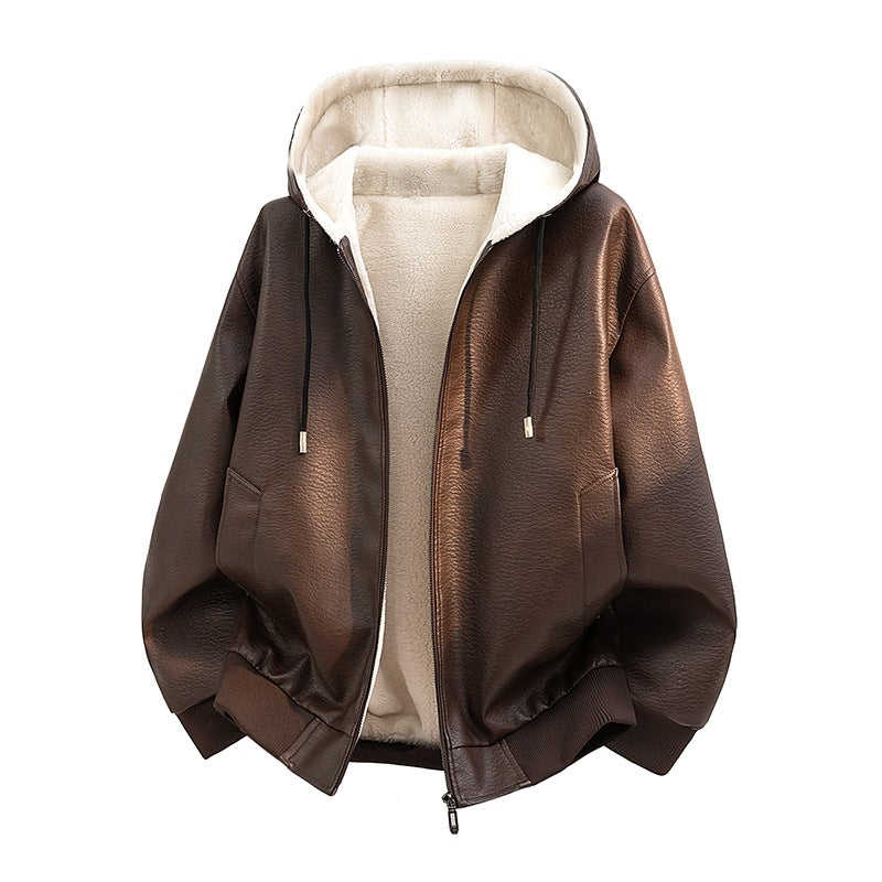 Moderne Herren Warme Kapuzenjacke in Schwarz, ideal für kühle Herbst- und Wintertage. Stilvolle Freizeitjacke.