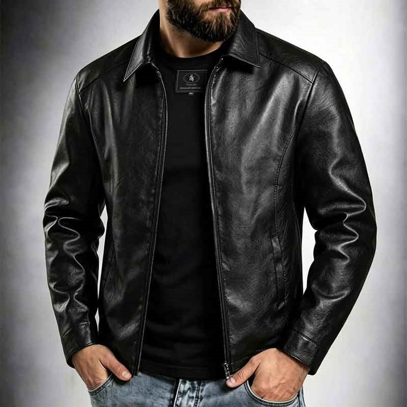 Schwarze Herren Slim Fit Übergangsjacke im markanten Design, modern & elegant für Streetwear.