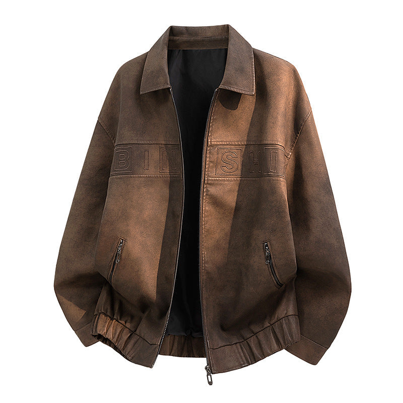 Herren Vintage Bikerjacke aus robustem Leder, zeitlos & stilvoll für den Motorrad-Look oder Freizeit. Perfekte Übergangsjacke.