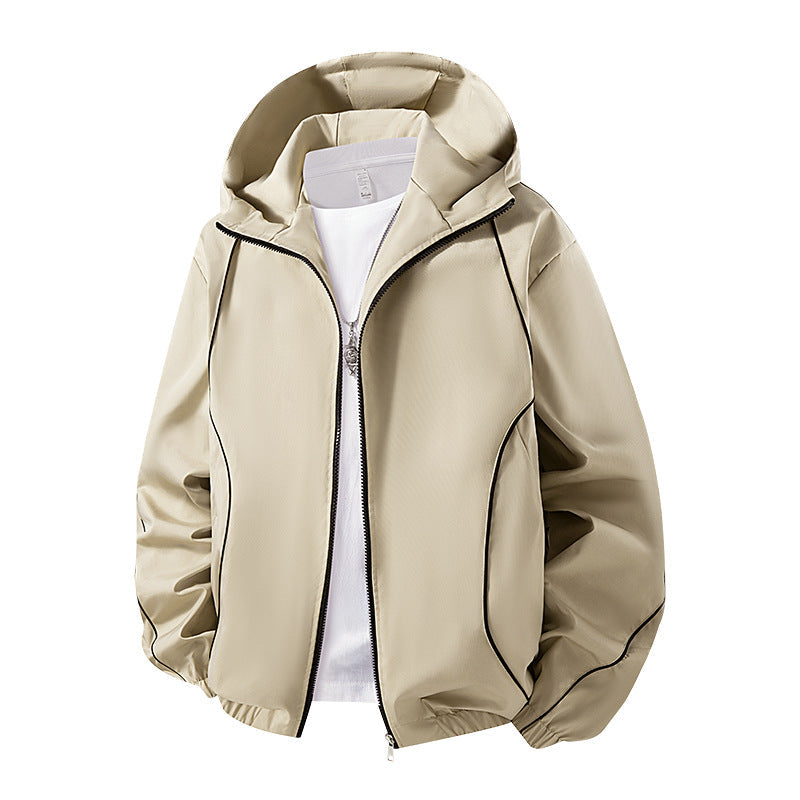 Bequeme Herren-Kapuzenjacke für Outdoor & Alltag. Leichte Übergangsjacke mit Reißverschluss.