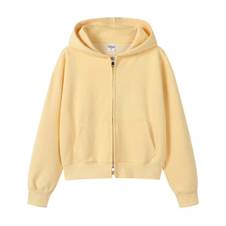 Schlichte, elegante Damen Kapuzenjacke, weich und angenehm zu tragen in der Freizeit.