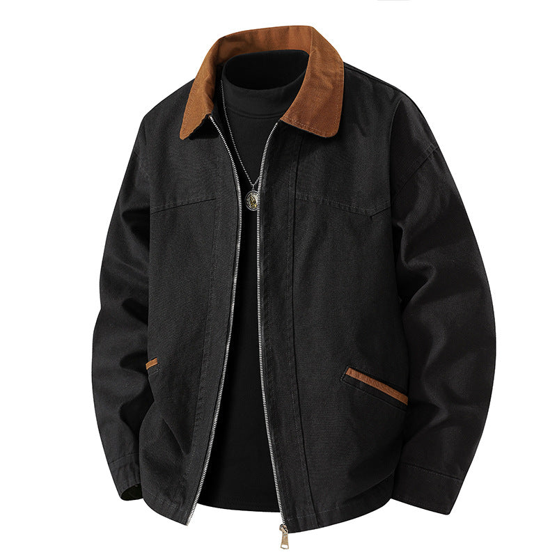 Herren Freizeitjacke mit hohem Kragen, Reißverschluss, ideal für Frühling & Herbst.