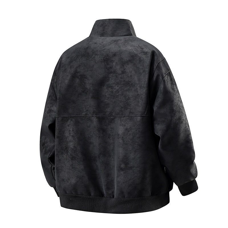 Hellgraue Herren Bikerjacke. Stilvolle Übergangsjacke für Herren, perfekt für Streetwear & Freizeit.