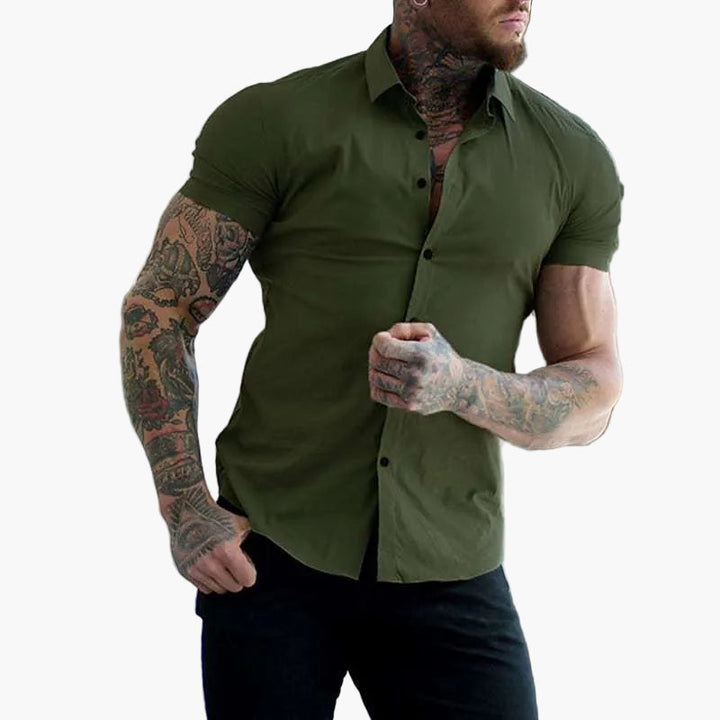 Stilvolles Herren Kurzarmhemd Slim-Fit. Perfektes Oberteil für den Sommer, Business und entspannte Freizeit.