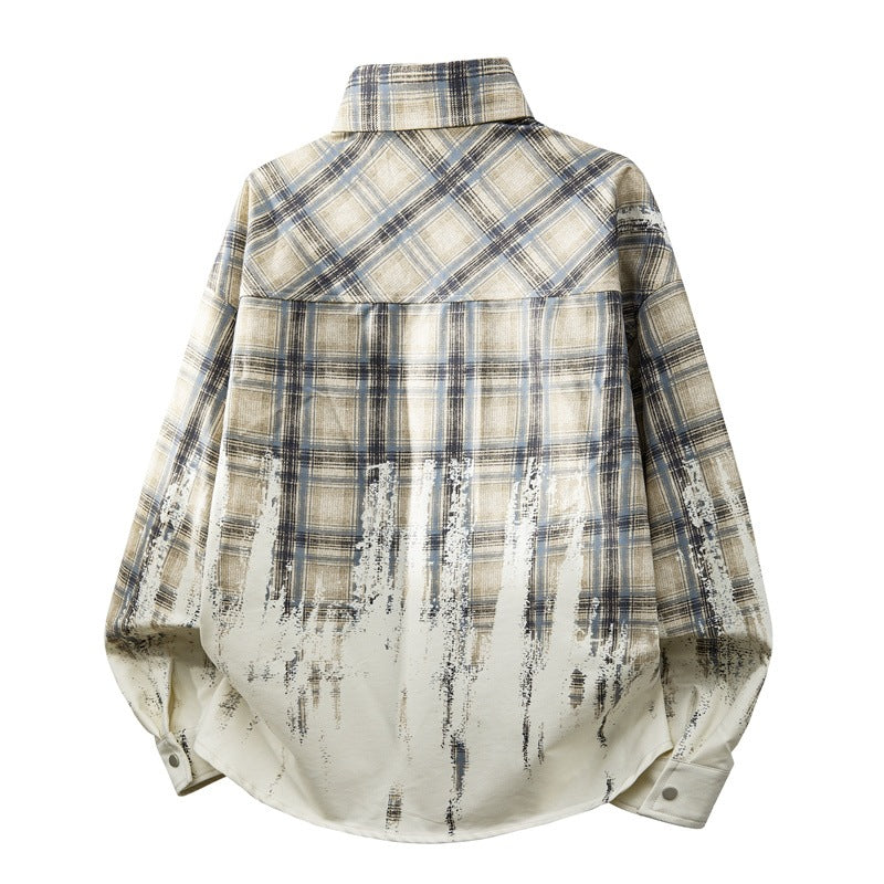 Bequeme Herren Übergangsjacke mit Karomuster, Langarm, ideal für Herbst und Frühling.