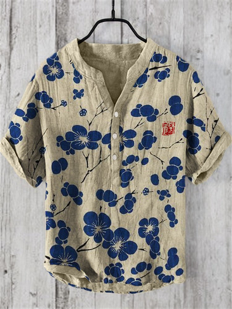 Stylisches Kurzarmhemd für Herren, japanisches Design, hochwertig und bequem.