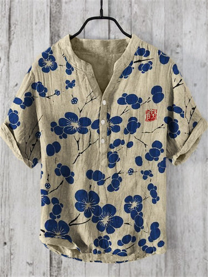 Stylisches Kurzarmhemd für Herren, japanisches Design, hochwertig und bequem.