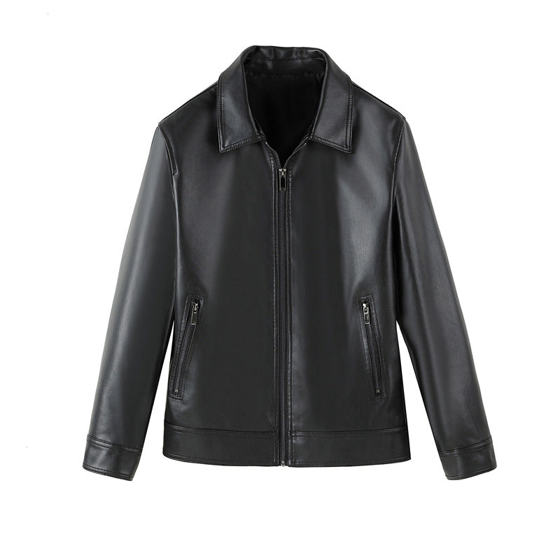 Zeitlose Herren-Lederjacke in Schwarz, elegant und vielseitig, für Business Casual und Freizeit.