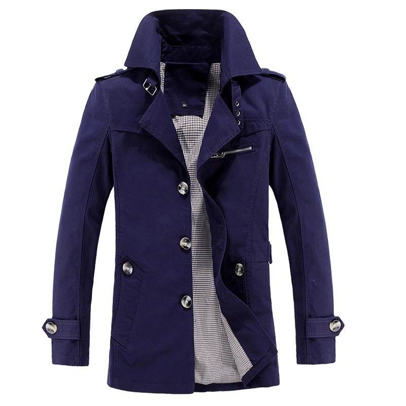Robuste lange Herren-Funktionsjacke, wasserdicht und winddicht, perfekt für Wanderungen und Outdoor.