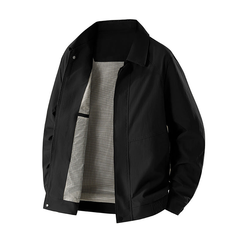 Robuste graue Herren-Übergangsjacke, modisch und strapazierfähig, ideal für Outdoor-Aktivitäten und Freizeit.