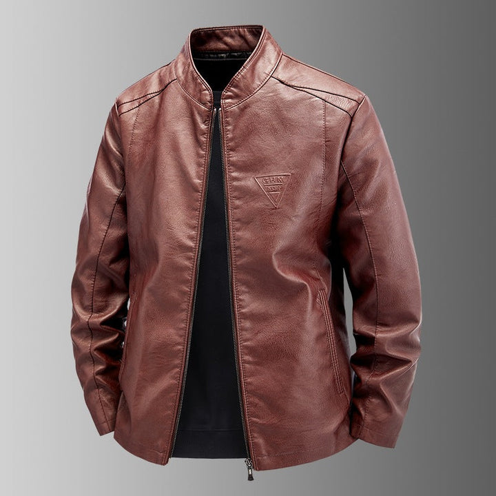 Trendige schwarze Herren Kunstlederjacke, ideal für urbane Looks und als elegante Übergangsjacke.
