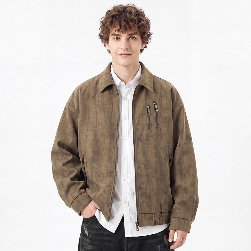 Modische Herren Casualjacke mit Reißverschluss in Dunkelblau, bequem für Freizeit & Alltag, stilvolle Übergangsjacke.