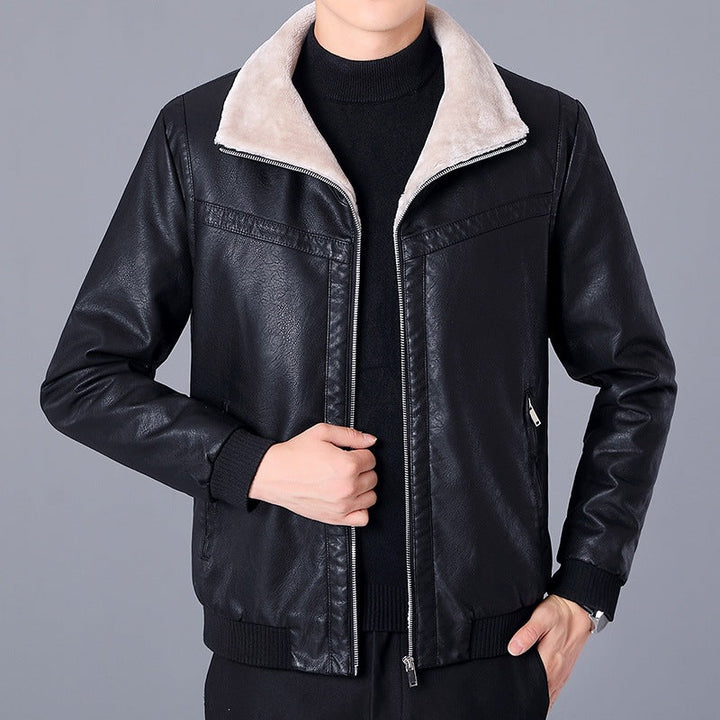 Schwarze stilvolle Herrenjacke, warm & bequem, perfekt für kühlen Herbst & Winter, moderner Freizeit-Look.