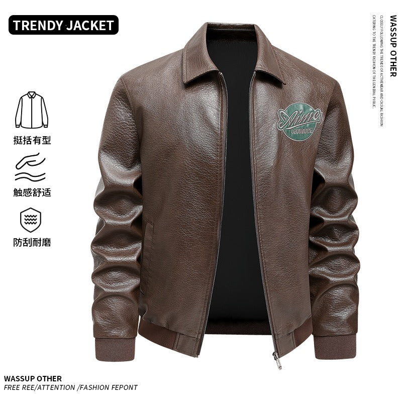 Herren Lässige Übergangsjacke mit stylischen Stickdetails & Stehkragen für den Alltag.