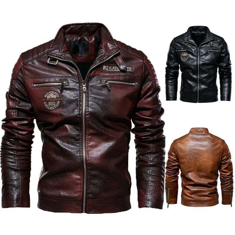 Mann trägt schwarze modische Herrenjacke, perfekt als Übergangs- oder Freizeitjacke für Frühling und Herbst.