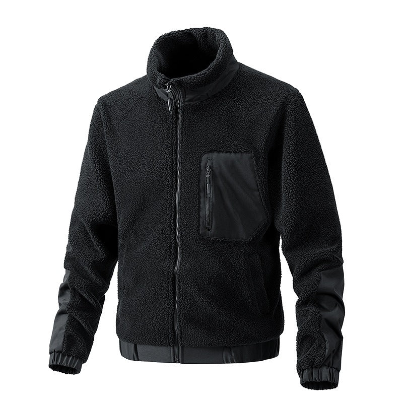 Atmungsaktive Herren Fleecejacke, hoher Kragen, warmes Futter, perfekte Übergangsjacke.