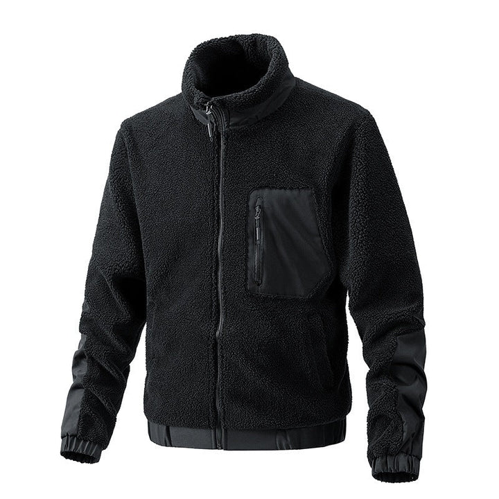 Atmungsaktive Herren Fleecejacke, hoher Kragen, warmes Futter, perfekte Übergangsjacke.
