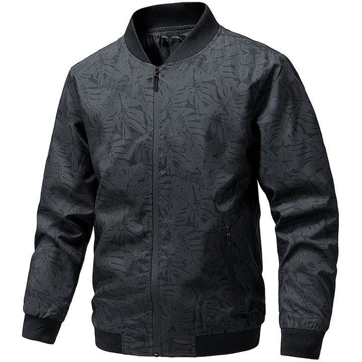 Modische Herren Bomberjacke mit elegantem Blumenmuster & Stehkragen, perfekt für Frühling/Herbst.