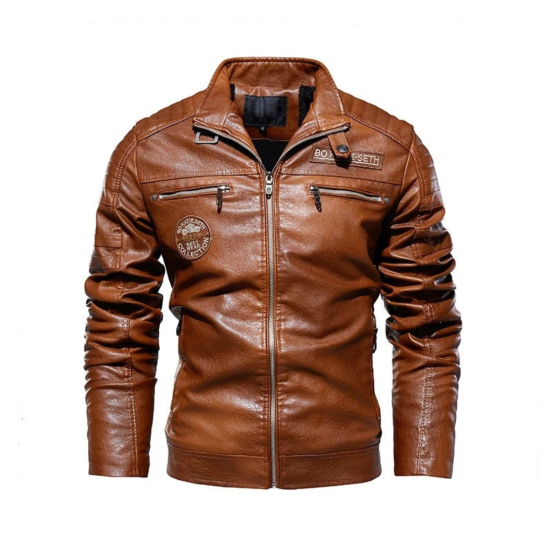 Elegante schwarze Herrenjacke, vielseitig als Motorrad- oder Freizeitjacke für modische Männer.