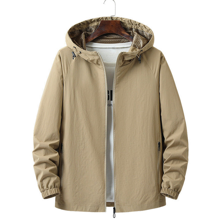 Moderne Herren Kapuzenjacke in Dunkelblau, leicht, komfortabel, ideal für Sport & Stadtleben.